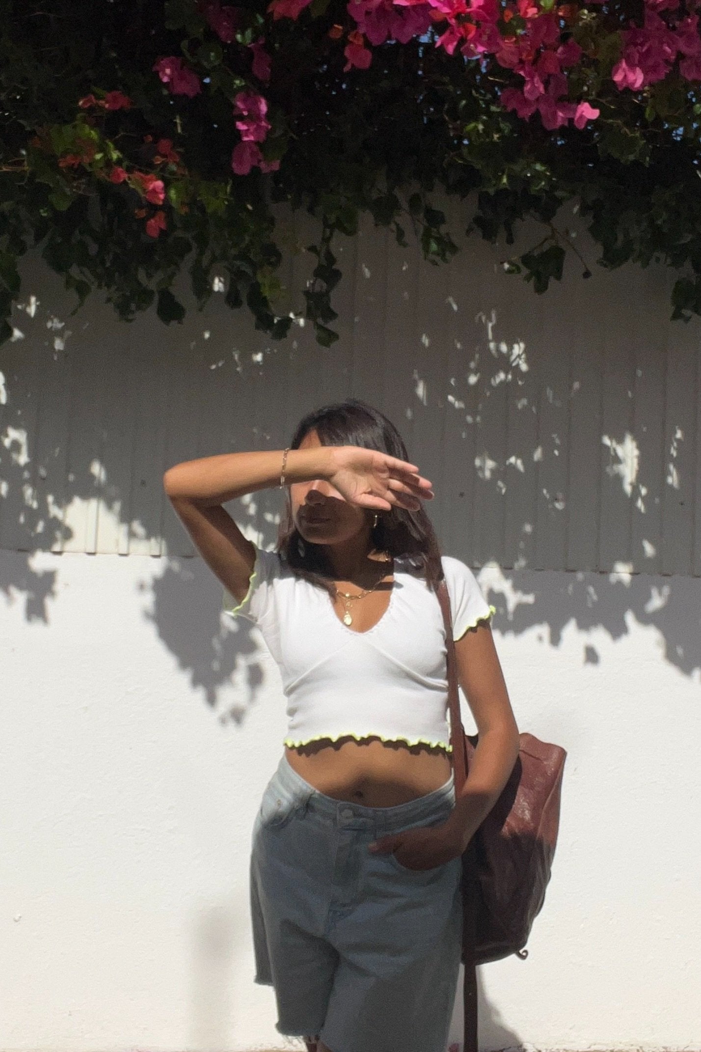 Annisa V neck Top in Ribbed Off White