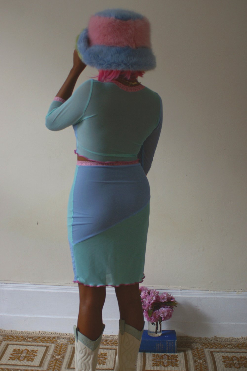 Annisa V neck Mesh Top in Pastel