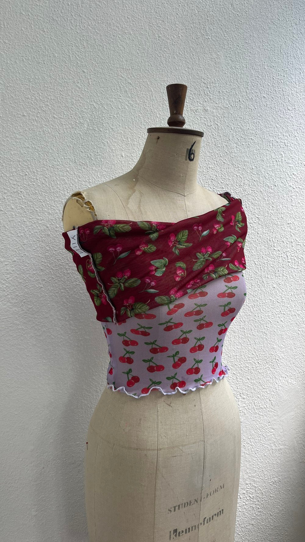 Amani Off Shoulder Mesh Top - Cherry
