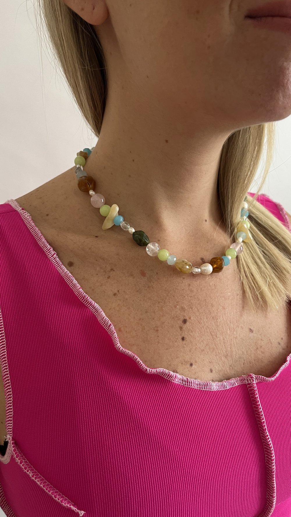 Amira 3 - Pearl and Gemstone Necklace