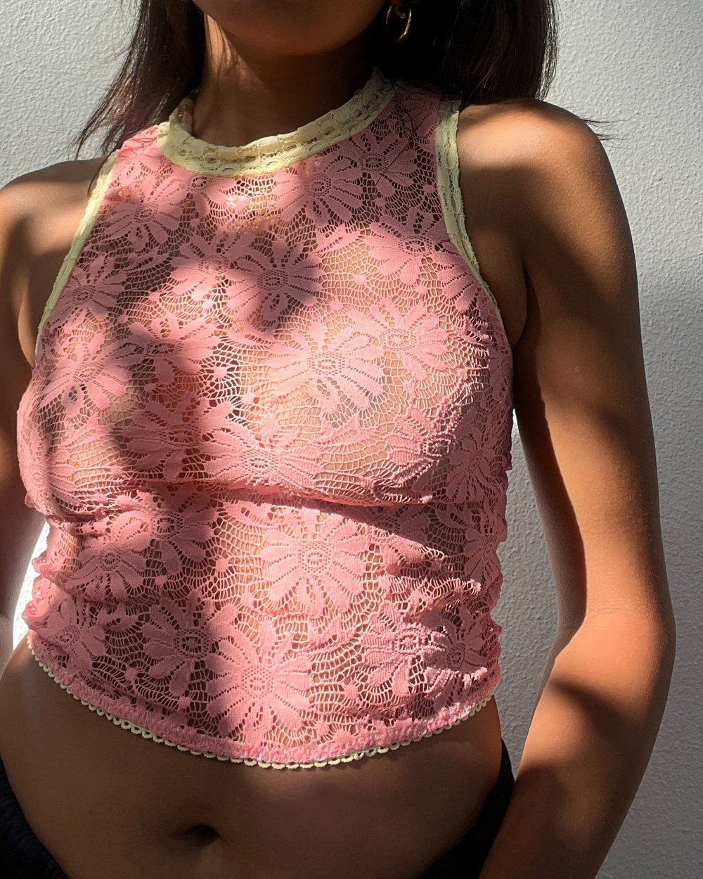 Ami Lace Tank - Pink
