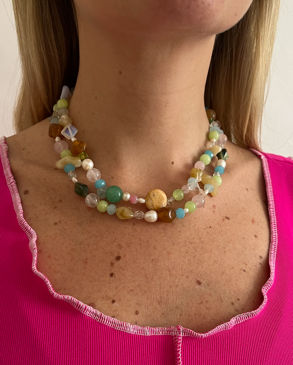 Amira 3 - Pearl and Gemstone Necklace